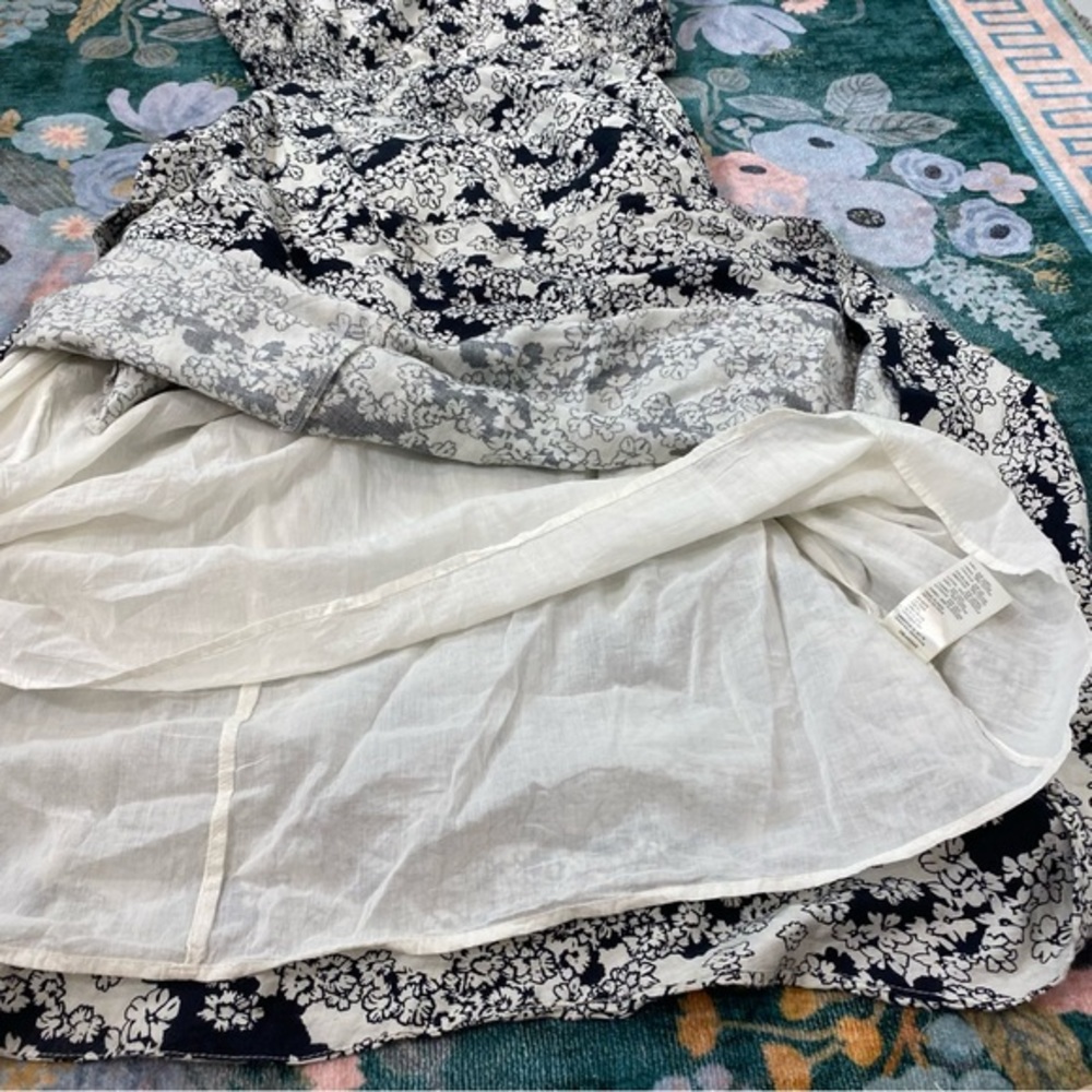 NWT Anthropologie Smocked Floral Cut Out Midi Dress White & Black Large - Picture 8 of 15
